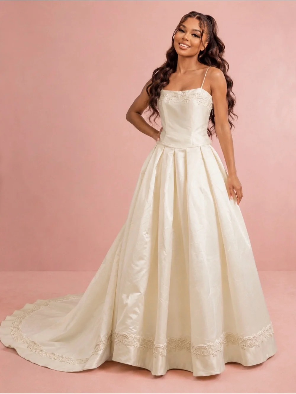 Vintage Michaelangelo 2423IVORY Two-Tone Satin Wedding Dress Size 8
